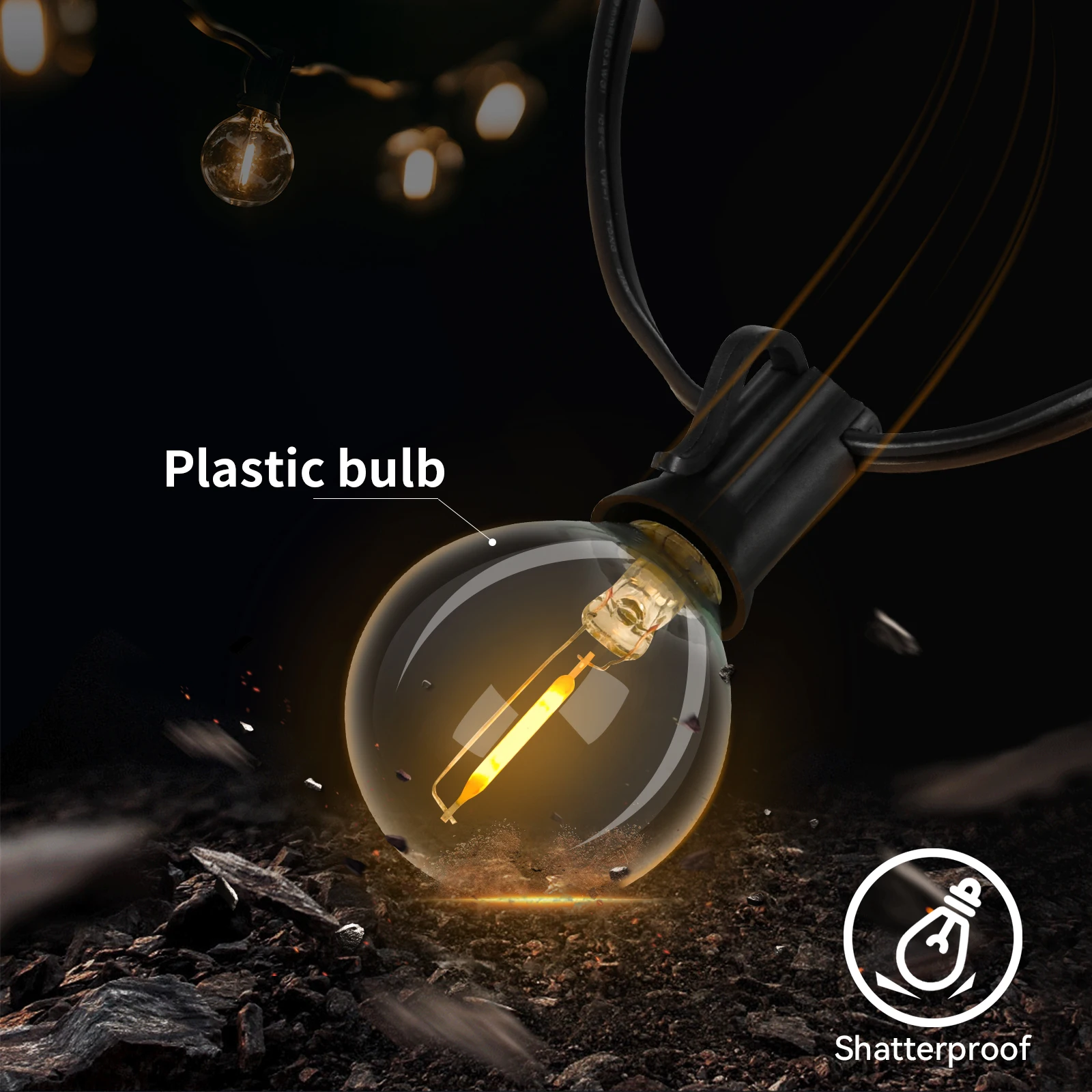Guirnalda de luces G40 de 30M y 45M, Bombilla LED de adorno, farola de hadas para exteriores, bombilla Retro impermeable para decoración de jardín