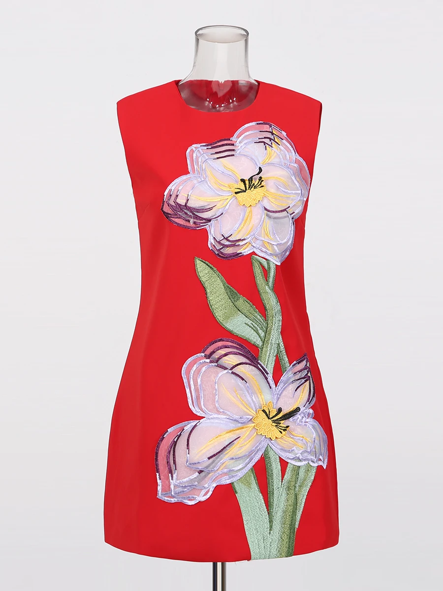 TWOTWINSTYLE, vestidos adelgazantes de colores empalmados con diamantes para mujer, minivestido sin mangas con cuello redondo y cintura alta con temperamento para mujer