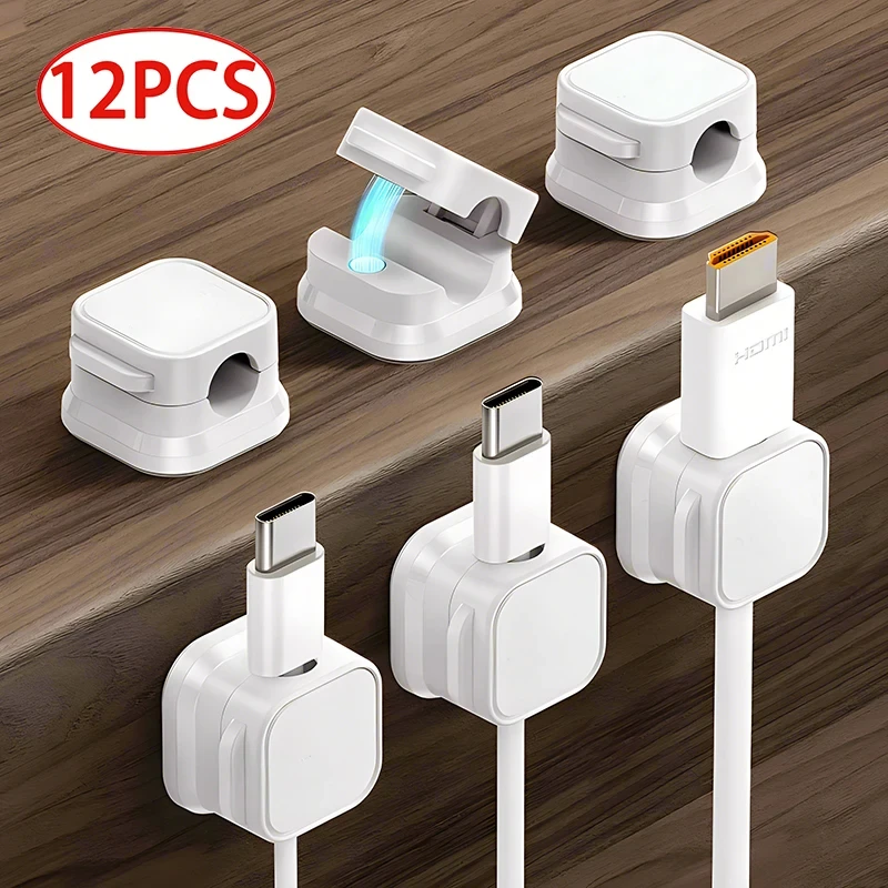 Soporte de Cable con Clip magnético, organizador de cables adhesivo para gestión debajo del escritorio, para el hogar y la Oficina