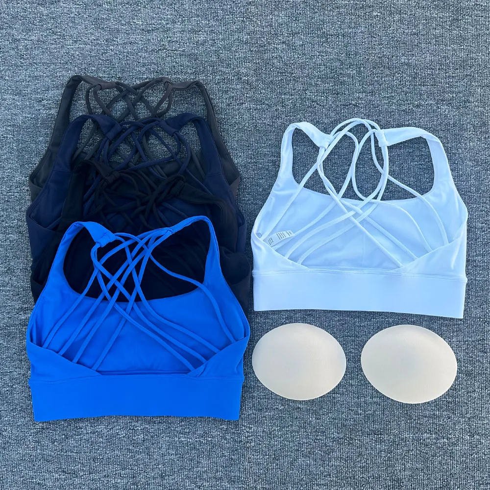 Nuevo Sujetador deportivo para Fitness para mujer, Push Up, espalda cruzada, a prueba de golpes, para correr, entrenamiento de gimnasia, entrenamiento, ropa interior de Yoga, Tops cortos