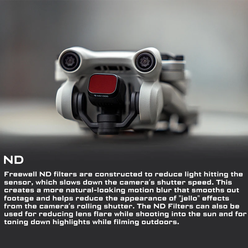 Freewell - Paquete de 6 filtros ND, ND4, ND8, ND16, ND32, ND64, ND1000, compatibles con DJI Mini 3 y Mini 3 Pro, accesorios para cámara