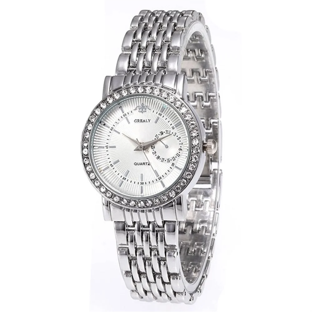 Elegante Reloj de Mujer Dos Tonos con Cristal Correa de Acero Cuarzo