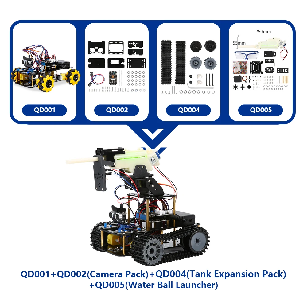 Kit de Coche Robótico Inteligente ACEBOTT ESP32 IoT WiFi con Ruedas Programables, Evitación de Obstáculos, Seguimiento y Codificación Scratch para Arduino