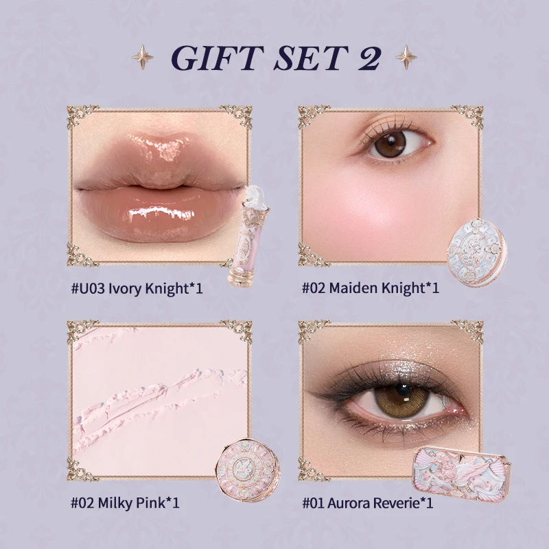Caja de Regalo Flowerknows, Set de Maquillaje Little Angel, Caja Completa con Brillo Labial, Rubor, Joyería de Concha, Kit de Regalo de Cumpleaños Flower Know