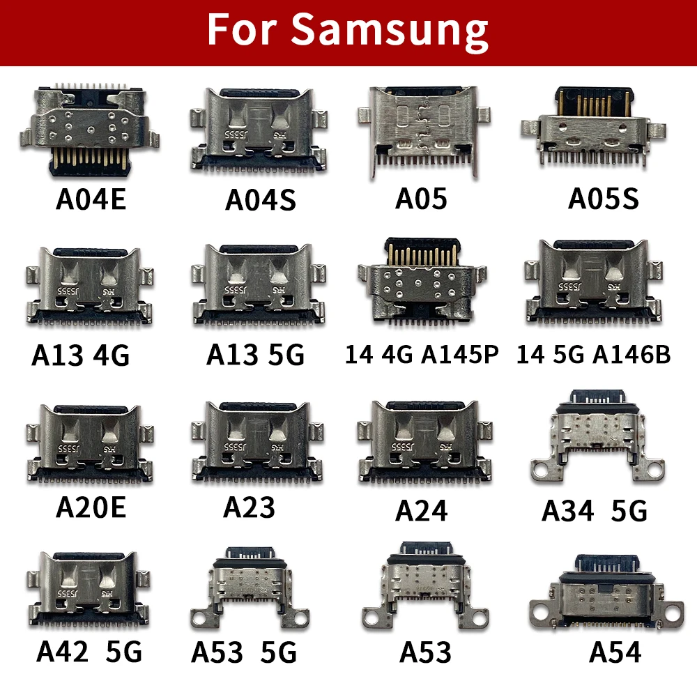 100 Uds puerto de carga USB para Samsung A04E A04S A05 A05S A13 4G A13 5G A14 A145P A146B A20E A23 A24 A34 A42 A54 A53 5G