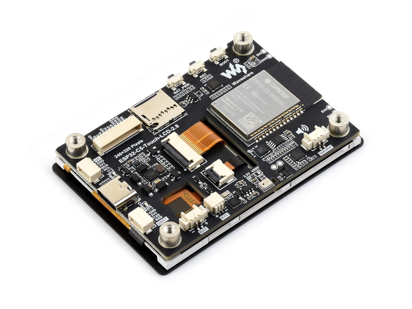 Placa de Desarrollo ESP32-C5 con Pantalla Táctil Capacitiva IPS de 2.8 Pulgadas, Táctil de 5 Puntos, 262K Colores, Wi-Fi de Doble Banda de 2.4GHz/5GHz y Bluetooth