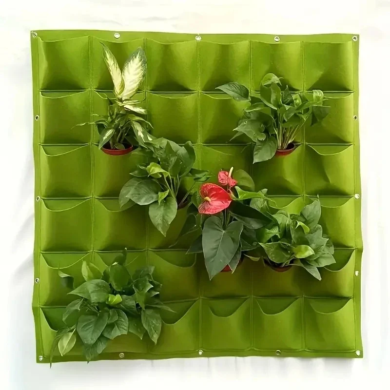 Bolsas de Fieltro Adecuadas para Plantar, Colgar en Paredes Verticales, Decorar Balcones, Cultivar Flores y Bolsas de Fieltro Cuadradas de Múltiples Aberturas