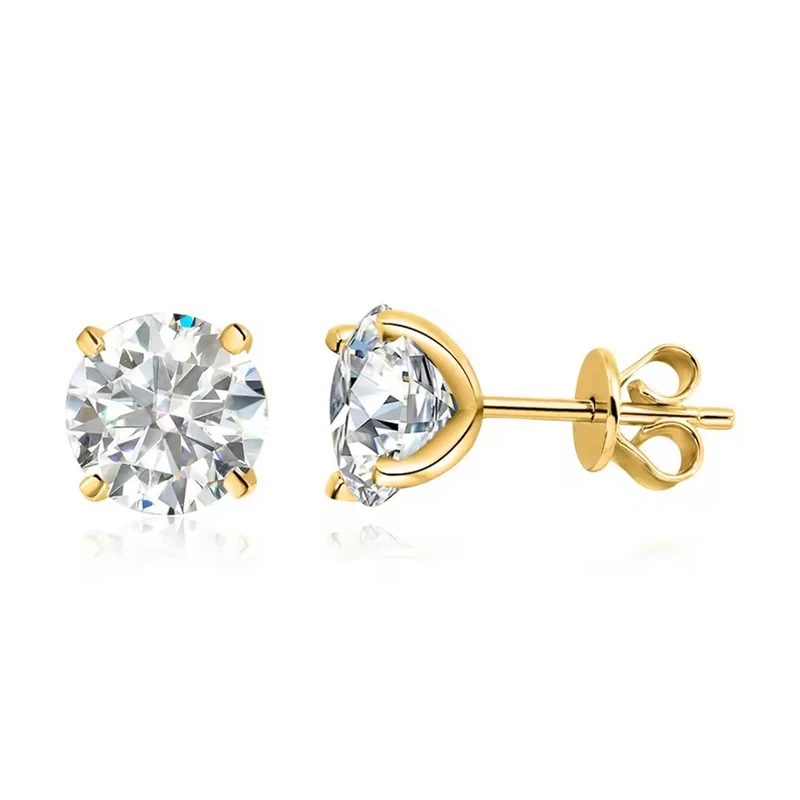 OXTAO Pendientes de moissanita de 0,3-2 quilates para mujer, pendientes de diamantes de imitación brillantes, joyería de boda de lujo, rellenos de oro de 14 quilates