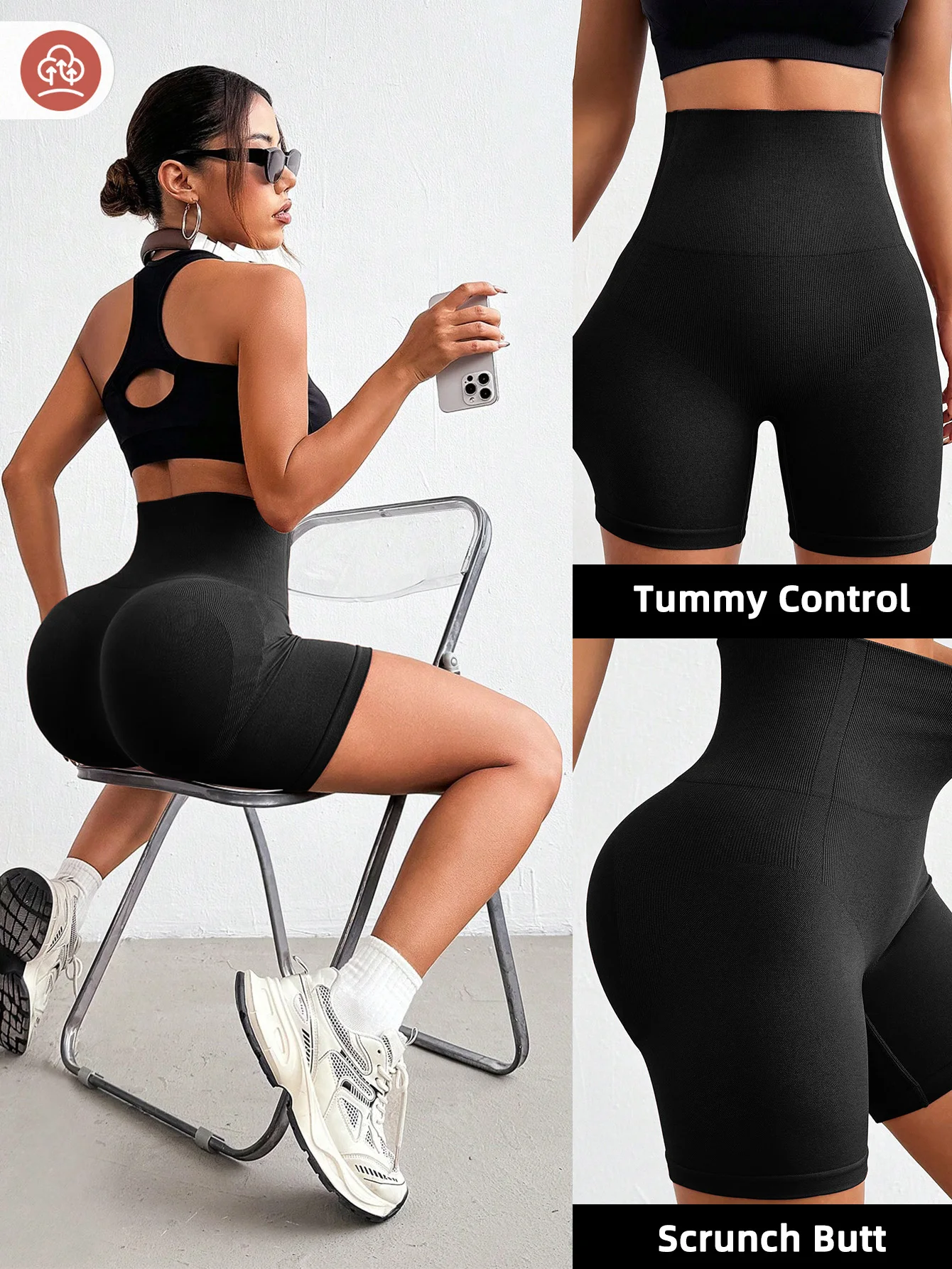Pantalones cortos de motociclista para mujer, pantalones cortos de yoga de voleibol para correr, entrenamiento de cintura alta de 6 pulgadas