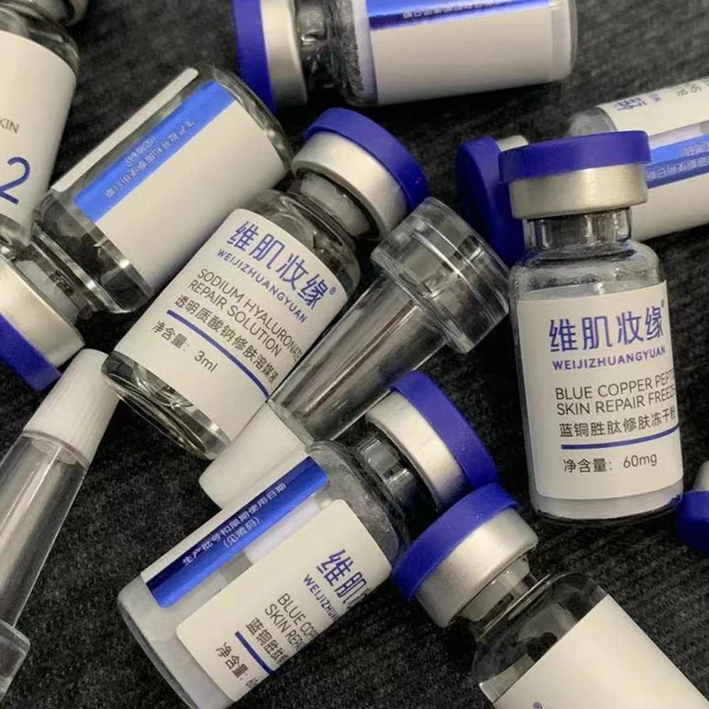 Péptido de Cobre Azul en Polvo Liofilizado GHK‑Cu, Mejora la Elasticidad de la Piel, Esencia Reparadora e Hidratante