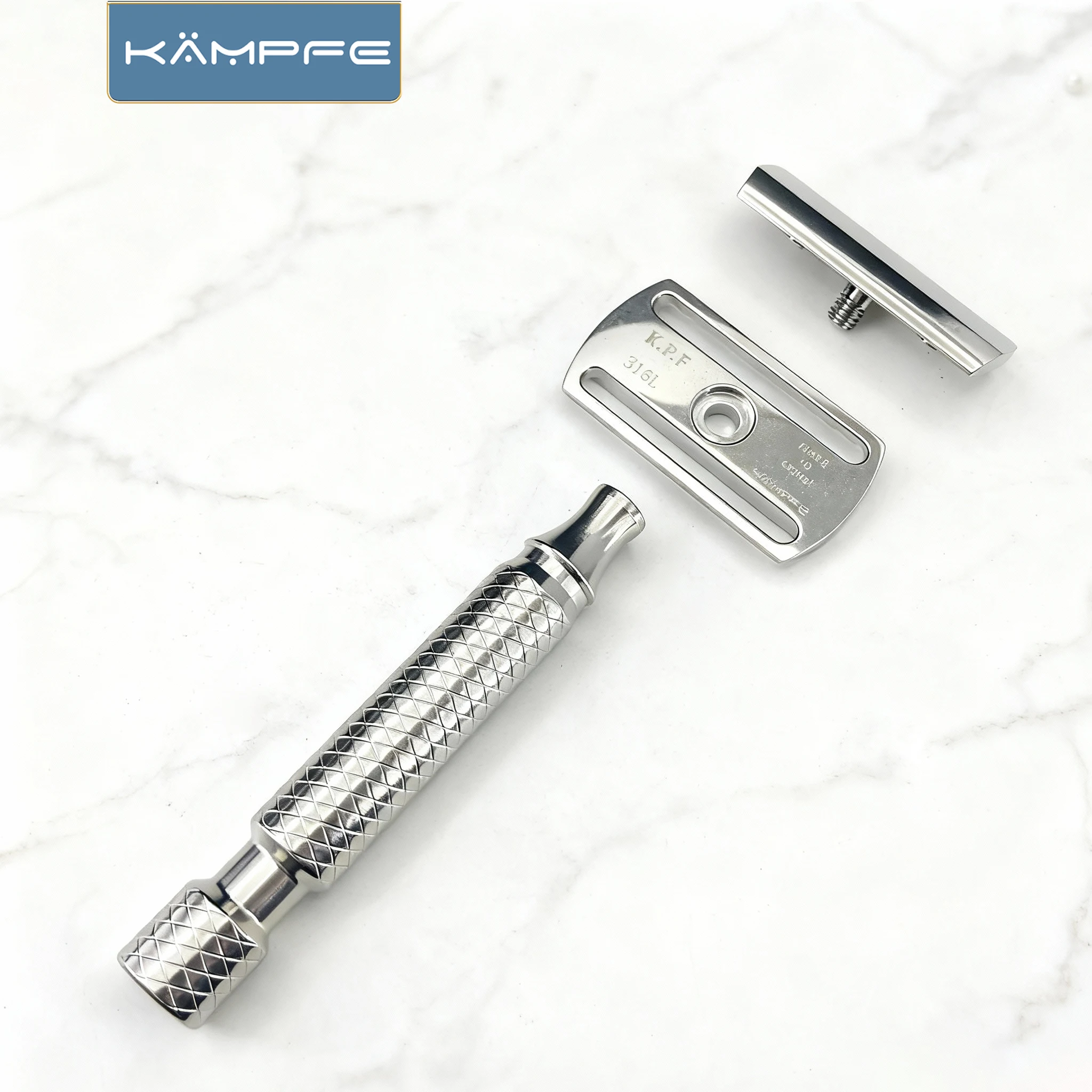 Kampfe Classic - Maquinilla de Afeitar de Doble Filo de Acero Inoxidable CNC para Hombre, con Empuñadura Antideslizante, Regalo para el Día del Padre