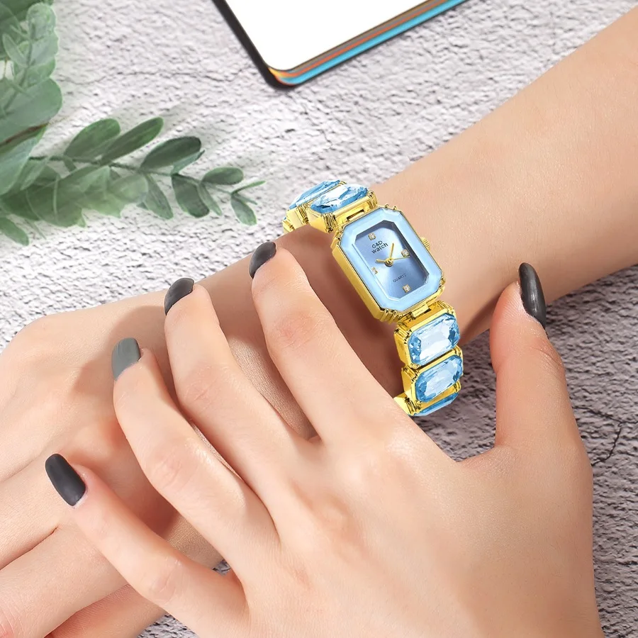Reloj de Cuarzo con Esfera Cuadrada Dorada Pequeña para Mujer, Reloj de Pulsera de Lujo con Diamantes, Reloj de Moda para Mujer, Relojes para Damas