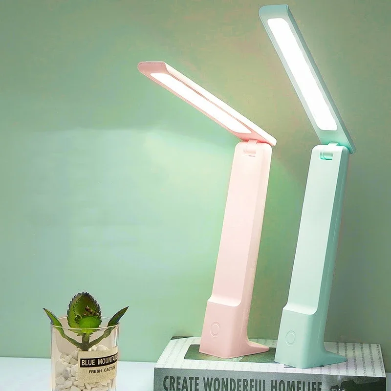 Lámpara LED de escritorio plegable con carga USB, Control táctil, regulable, protección ocular, lectura, estudio, oficina, dormitorio, lámpara de noche