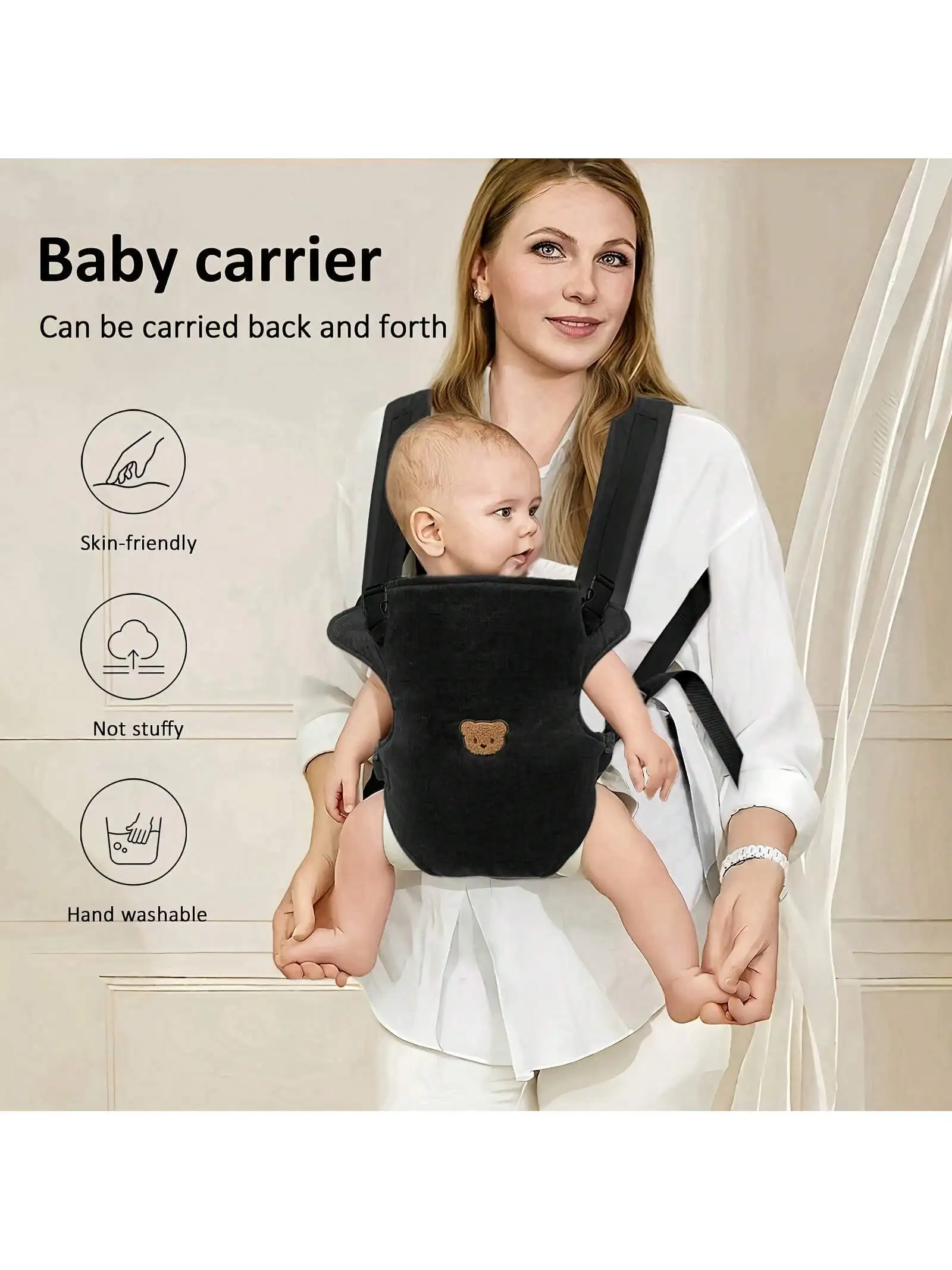 Portabebés multifuncional de ingeniería física de 1 pieza, equipo de viaje portátil para bebé 4 en 1, correas delanteras y correas traseras ajustables y cómodas, regalo perfecto para Baby Shower para bebés.