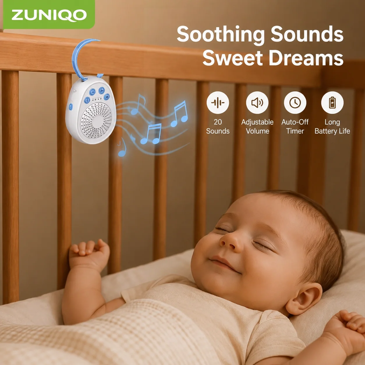 Máquina de Ruido Blanco para Bebés, Durma en 3 Minutos, 20 Sonidos Relajantes, Dispositivo de Sueño Portátil USB Mini para Recién Nacidos, Viajes y Cuna