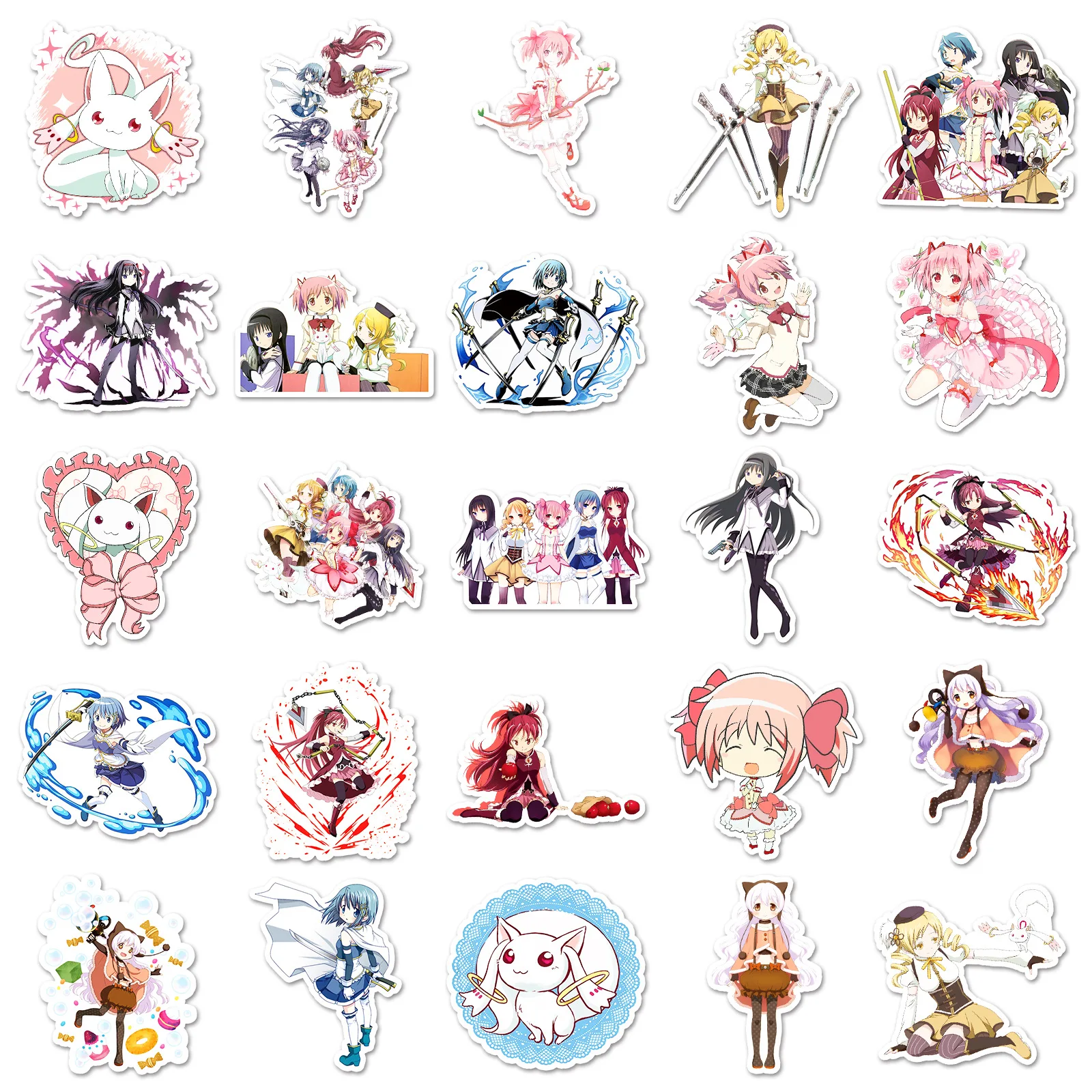 Pegatinas de Anime Puella Magi Madoka Magica, calcomanías de dibujos animados, bricolaje, equipaje de motocicleta, guitarra, monopatín, juguete divertido, 10, 30, 50 piezas