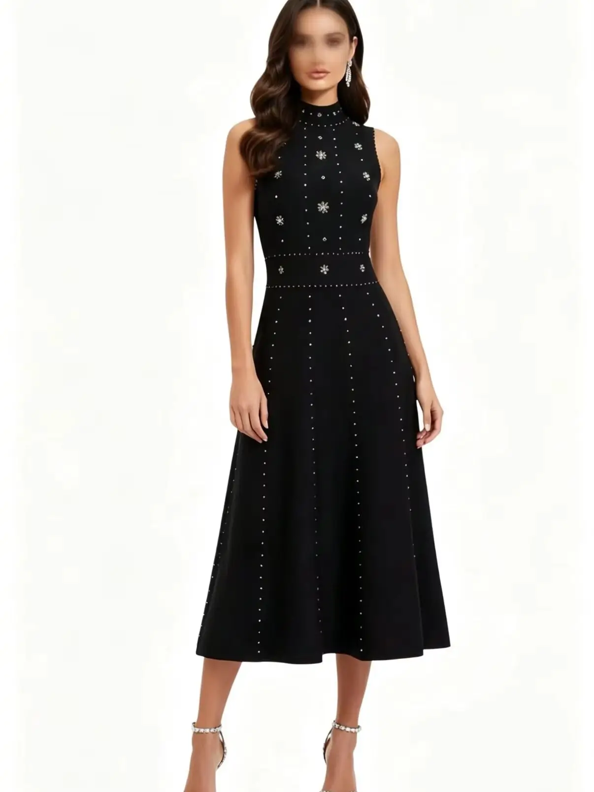Elegante Vestido Largo Negro sin Mangas con Cuentas para Mujer, Vestido de Fiesta Vintage Sexy, Vestidos de Fiesta Femeninos en Oferta