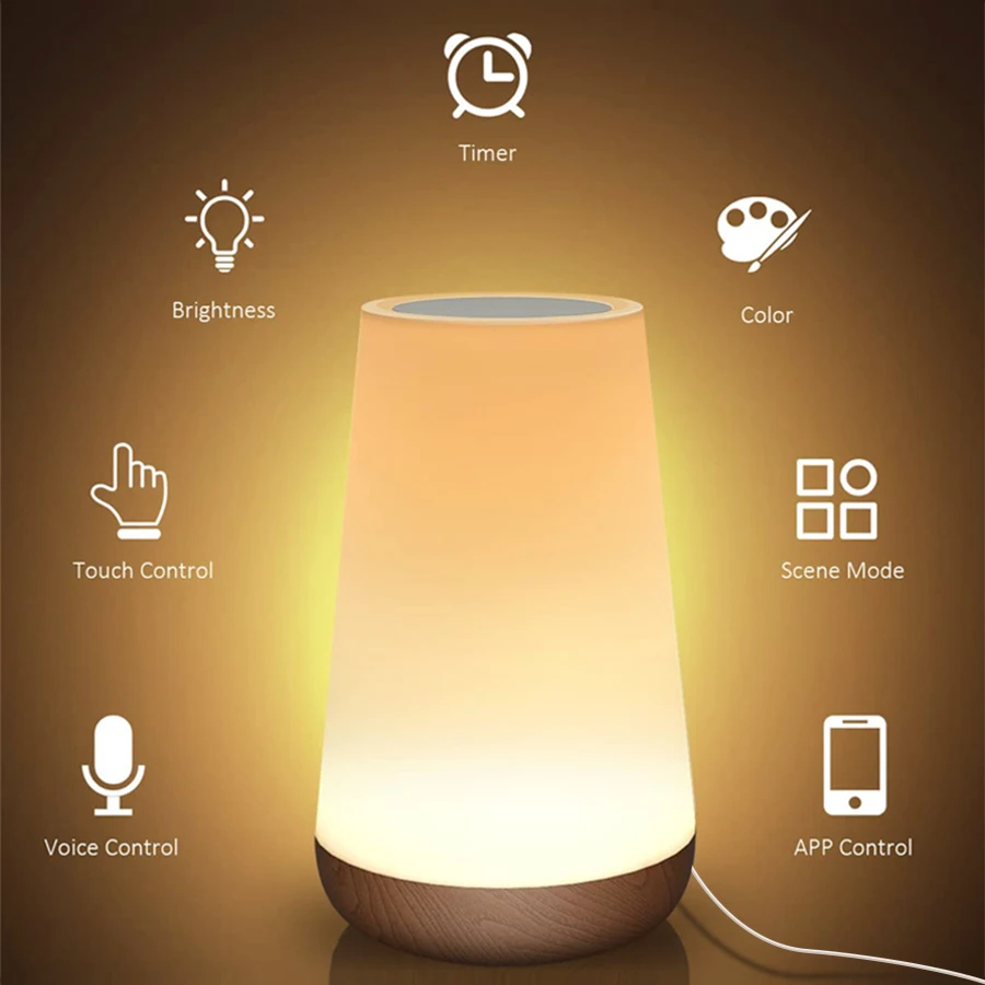 Tuya-lámpara de mesa inteligente con WiFi, lámpara de escritorio con Control por voz, RGB, táctil, luz nocturna para dormitorio, funciona con Alexa y Google Home