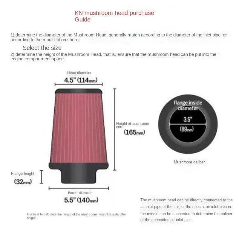 Filtro de aire de entrada de coche de 2,5 3 3,5 4 pulgadas para K & N 14084-2 cono Universal de alto flujo 102 89 76 70 63,5 60mm KN cabeza de seta cónica