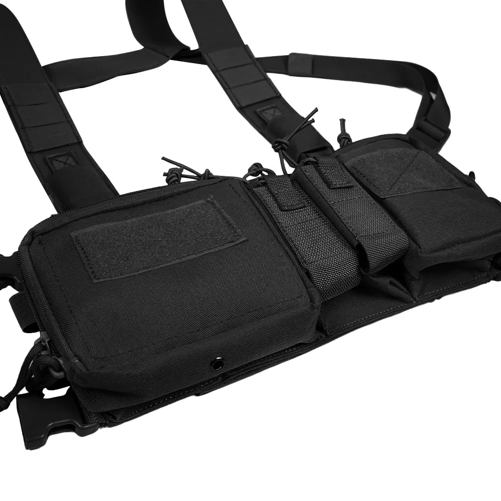 Chaleco táctico para el pecho, bolsa de aparejo, chaleco de entrenamiento de campo, correa de camuflaje multifuncional con múltiples bolsillos para acampar al aire libre, paquete de partido CS