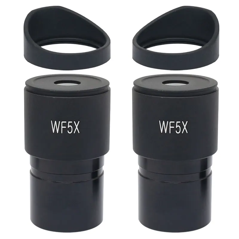 Microscopio de gran angular WF5X, 2 piezas, tamaño de montaje de lente óptica de 30mm, campo de visión de 20 mm con ojales para microscopio ESTÉREO
