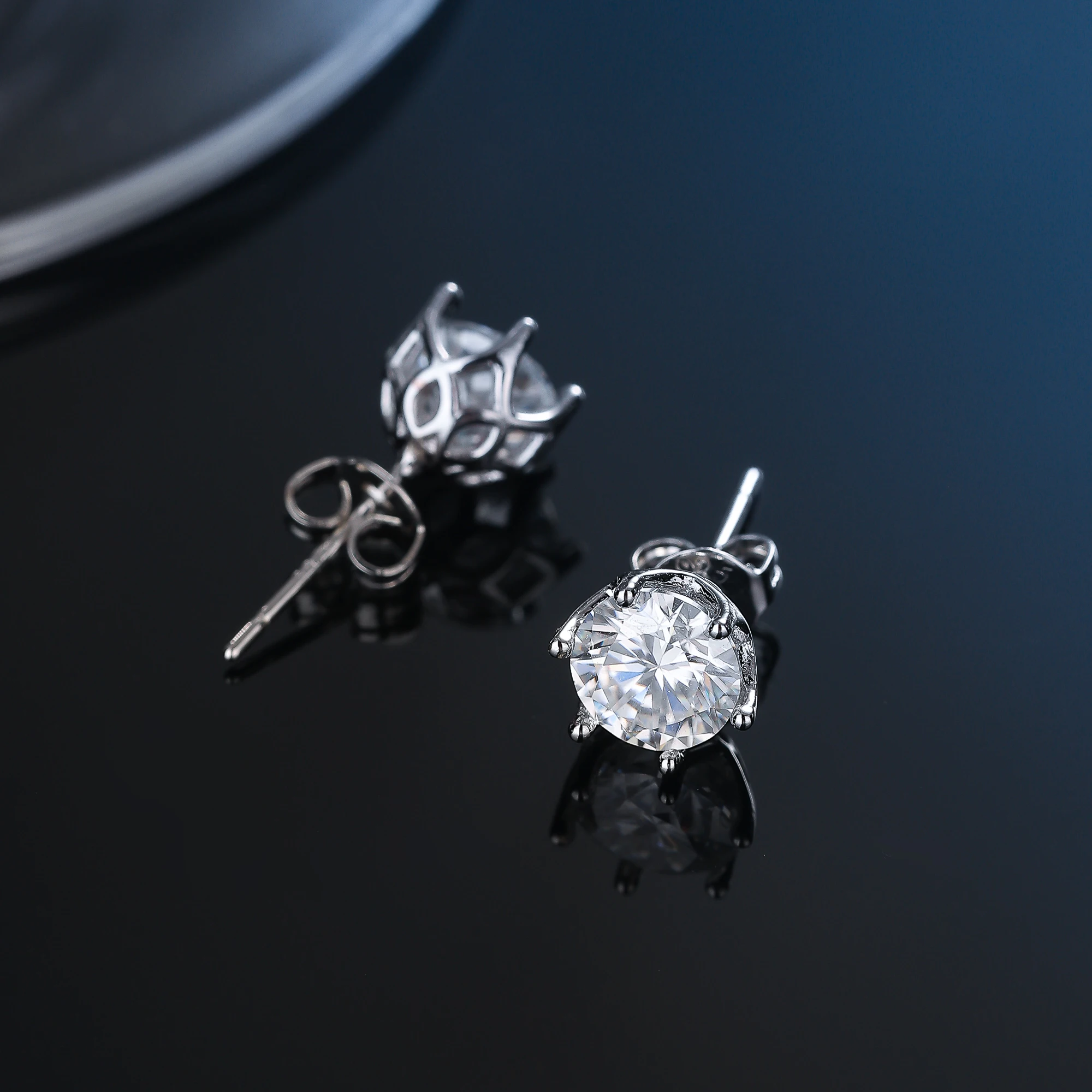Pendientes de moissanita 100% Plata de Ley auténtica S925 con 2 certificados D VVS1, pluma de prueba de diamante para mujeres y hombres, joyería
