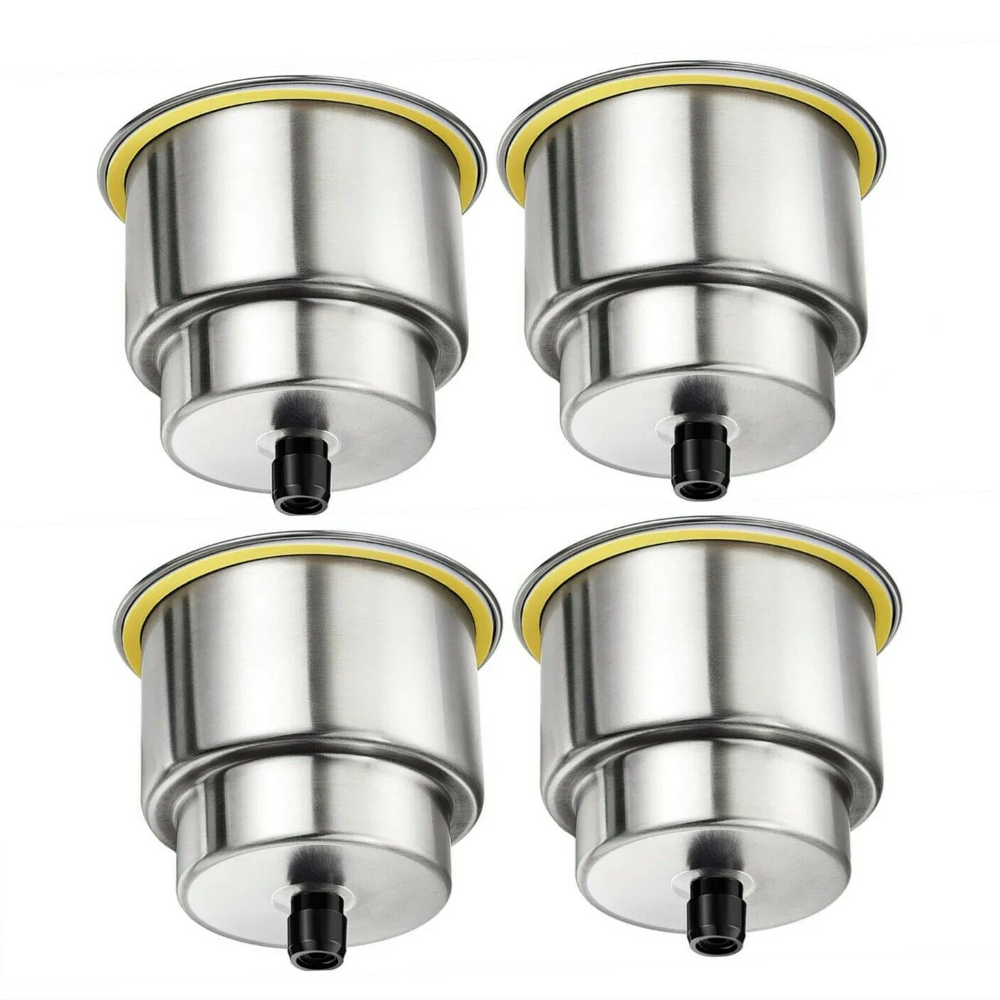 4X soporte para bebidas con forma de taza empotrada de acero inoxidable para barco marino con portavasos de drenaje