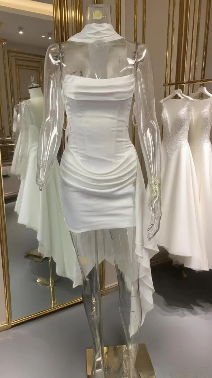Suninheart elegante vestido con corsé sin tirantes, minivestido drapeado de satén blanco Sexy con bufanda, vestidos de fiesta de cóctel para mujer