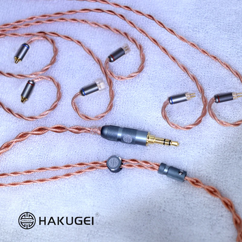 HAKUGEI-Cable de cobre nomocristalino para auriculares, Cable de actualización de auriculares hifi, 3,5, 2,5, 4,4, MMCX, 0,78, QDC, arroz litz 6N OCC