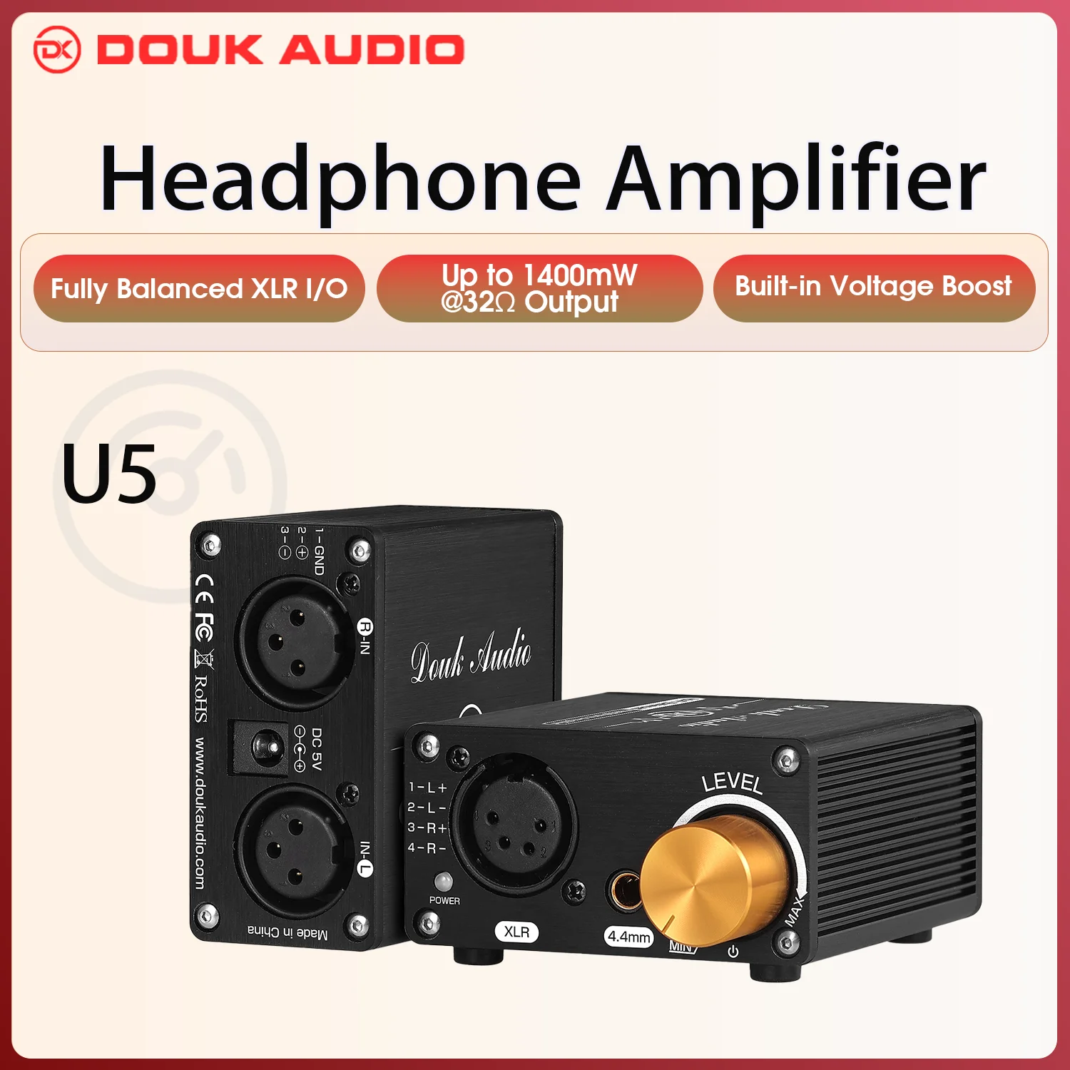 Douk Audio-miniauriculares totalmente equilibrados, amplificador de Audio estéreo para auriculares XLR/4,4mm con Control de volumen
