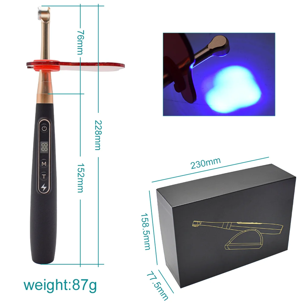 Lámpara de Curado Dental 2 en 1 DEASIN 1S, Lámpara de Curado Dental LED Inalámbrica con Función de Detección de Caries