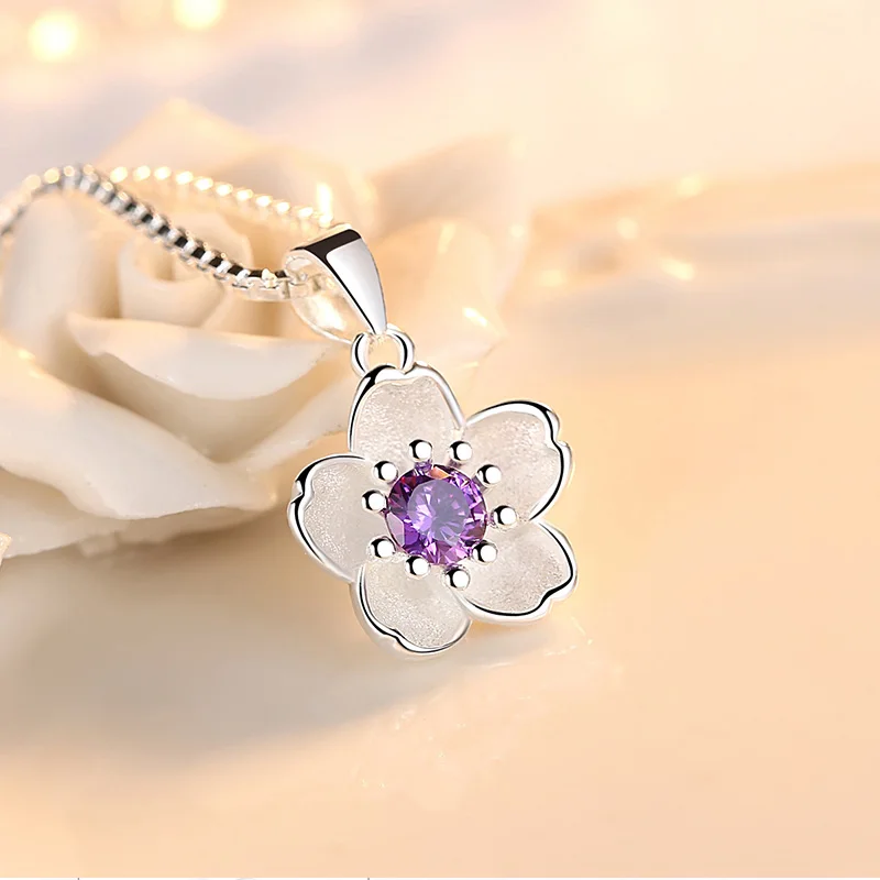 Collares de plata de ley 925 con flor de melocotón para mujer, accesorios de joyería de diseñador de lujo, joyería al por mayor