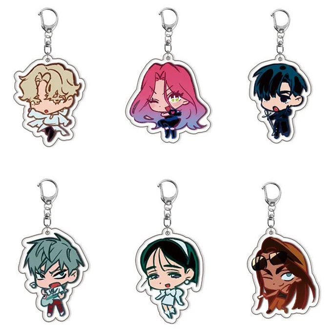 6 unids/set Anime Alien Stage llavero hombre llavero para accesorios lindo bolso colgante llavero acrílico dibujos animados para venta al por mayor