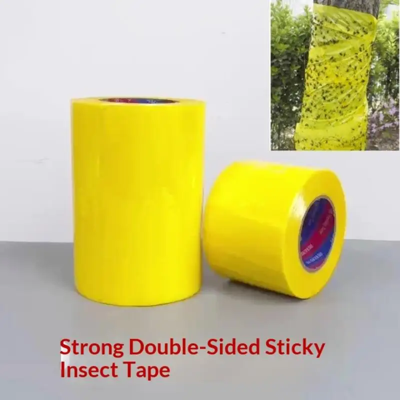 1 Rollo de Cinta Adhesiva Amarilla de Doble Cara de 10 Metros para Control de Plagas en el Jardín, Cinta Adhesiva para Pulgones, Hormigas, Polillas e Insectos Trepadores