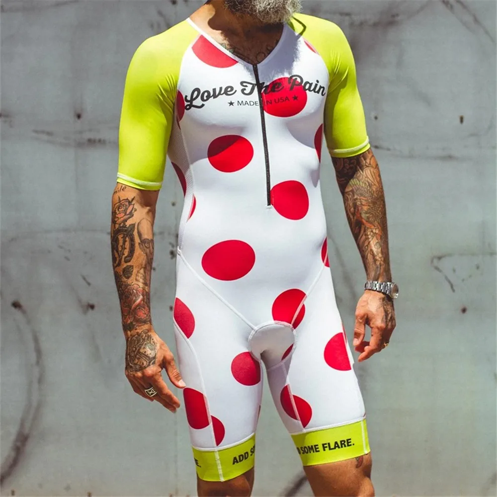 Love The Pain-traje de triatlón para equipo profesional para hombre, Jersey de ciclismo, mono, ropa de ciclismo, conjunto de manga corta 9d