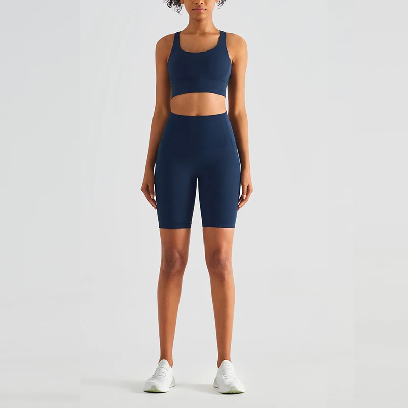 Pantalones cortos deportivos de yoga para mujer, con bolsillo, ideales para el gimnasio y actividades físicas, pantalones cortos de ciclismo para mujer, cintura alta, transpirables, sin costuras frontales, diseño que realza la figura.