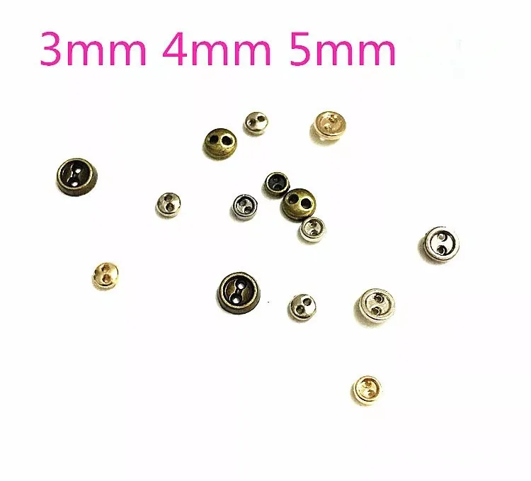 30 Uds Mini botones de Metal de 3-8mm para 1 ropa de muñeca hecha a mano hebillas redondas 2 agujeros botones para álbum de recortes accesorios de costura