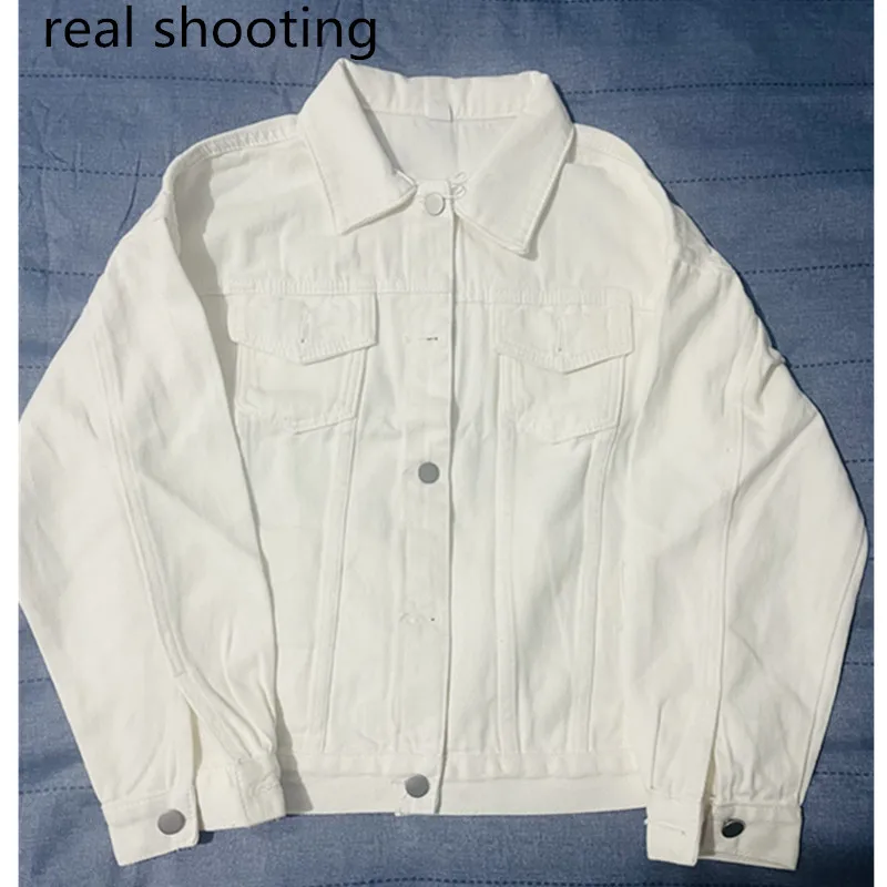 Abrigo vaquero liso corto para mujer, chaqueta vaquera holgada para primavera y otoño, prendas de vestir informales para estudiantes moradas, blanco, rosa, amarillo, rojo y negro