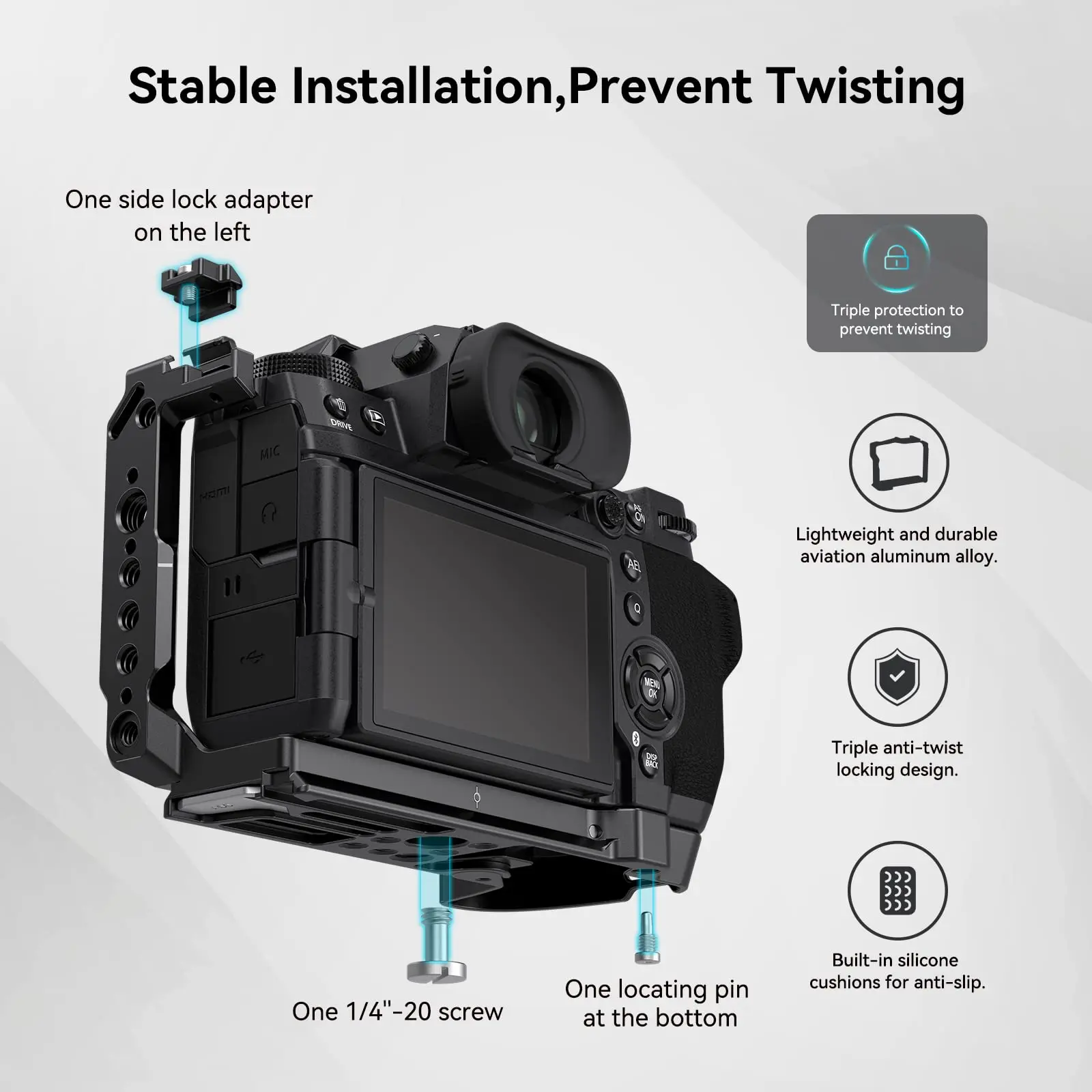 Jaula de cámara SmallRig para FUJIFILM X-H2 / X-H2S, plataforma de cámara de fabricación de vídeo de aleación de aluminio con rieles NATO, placa de liberación rápida -3934