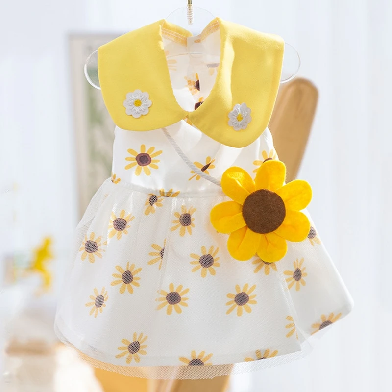 Vestido de princesa para perro, bonito vestido de malla para perro, gatito, cachorro, falda para mascota, vestido de verano para perro, lazo de encaje, ropa coreana para caniche, Chihuahua
