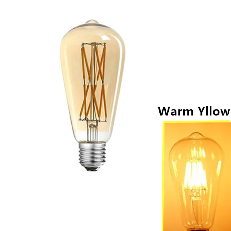 LED ST64 12W 16W DC 220V blanco cálido Yllow 2700K bombilla de filamento dorado E27 luz Vintage Edison lámpara Retro aspecto de vidrio dorado