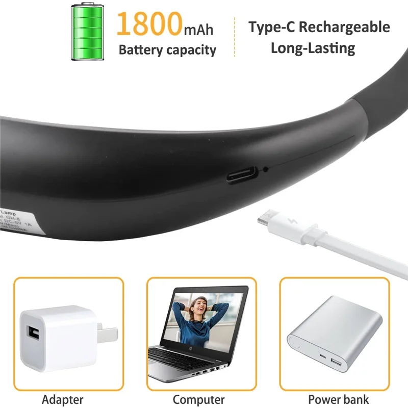 Lámpara de lectura USB de alta calidad, luz de libro para el cuello, recargable, manos libres, LED duradero para Camping, reparación de iluminación, luz nocturna de lectura