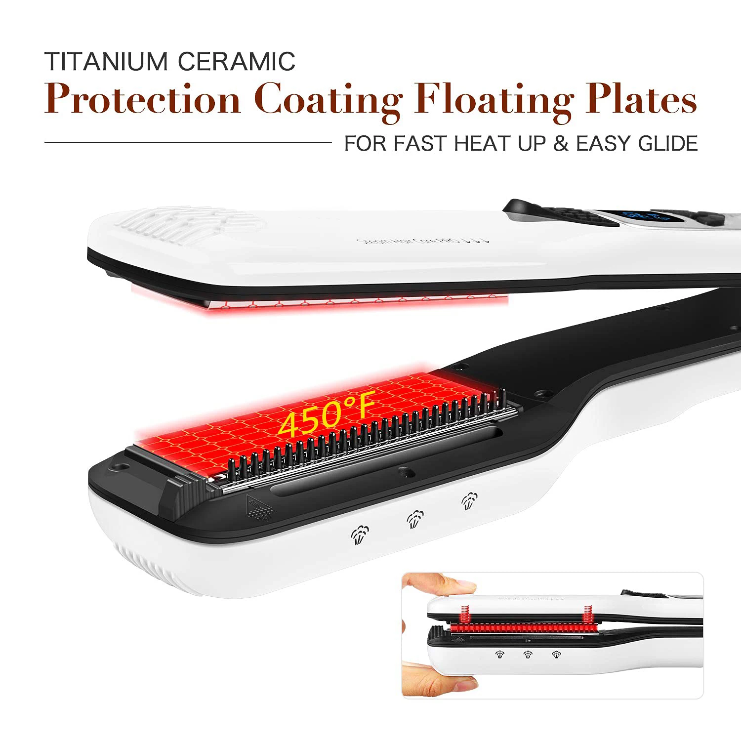 Plancha de pelo profesional, plancha plana de vapor, cepillo alisador, cepillos eléctricos para el cabello, alisadores de vapor de turmalina de cerámica