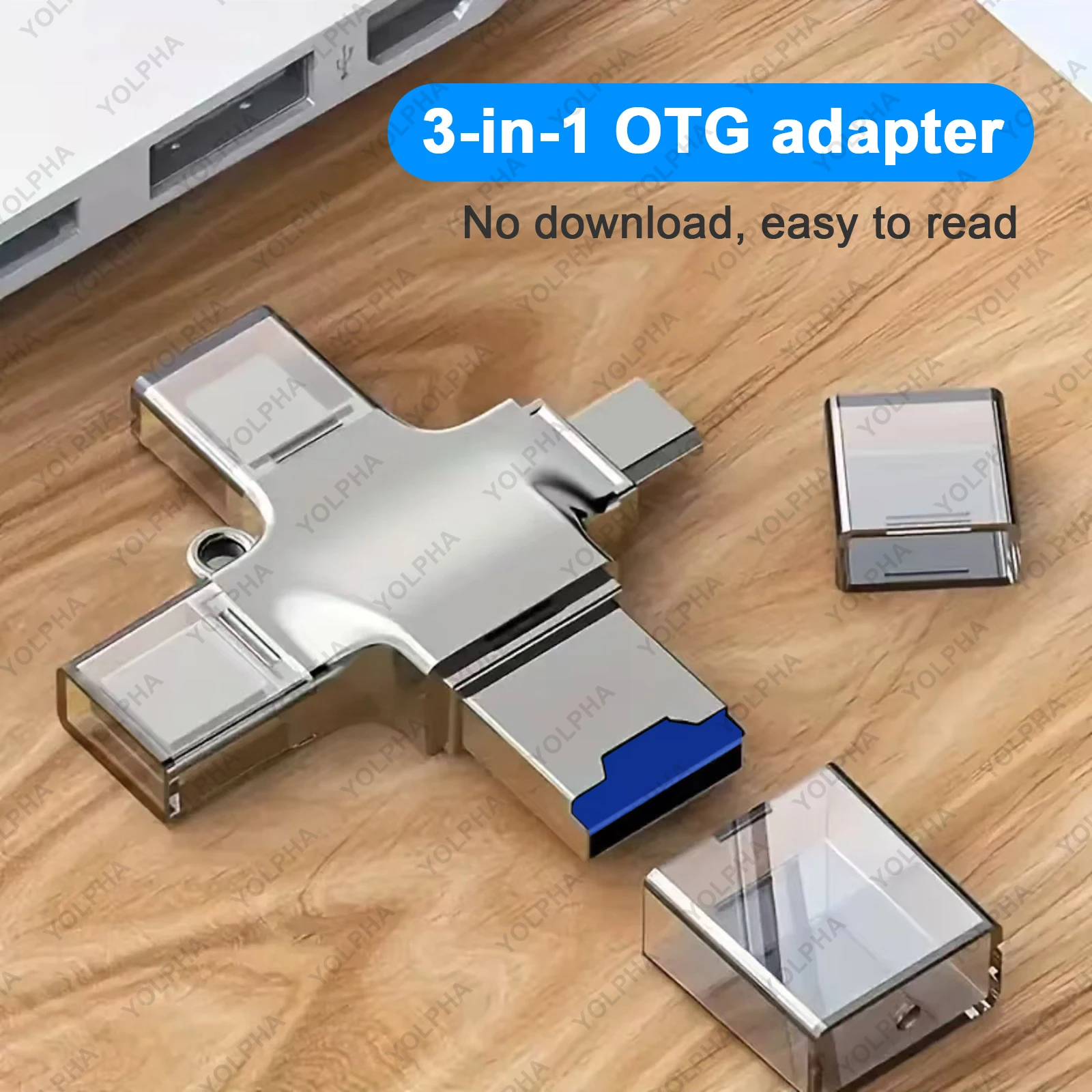 Lector de tarjetas de memoria 4 en 1 para iPhone, portátil, PC, adaptador OTG tipo C para iOS, USB A, lector de tarjetas Micro SD para Samsung, Huawei, Xiaomi, LG