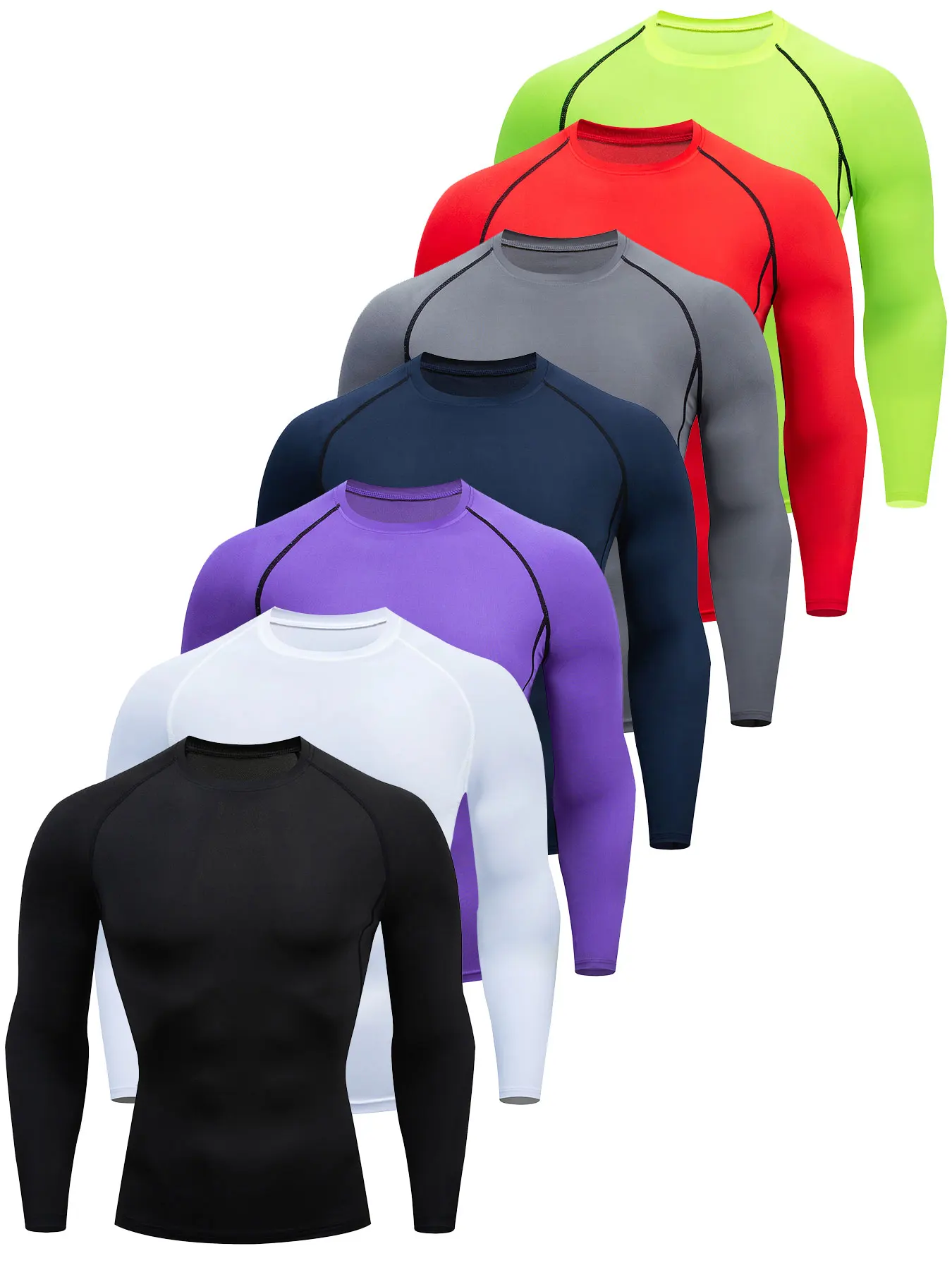 Camisas de compresión para hombre, camiseta de entrenamiento atlético de manga larga, Ajuste rápido