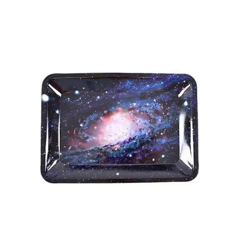 Bandeja de Metal para el hogar, contenedor de tabaco rodante, accesorios para fumar, bandejas de almacenamiento, varios patrones, 18x12,5 cm