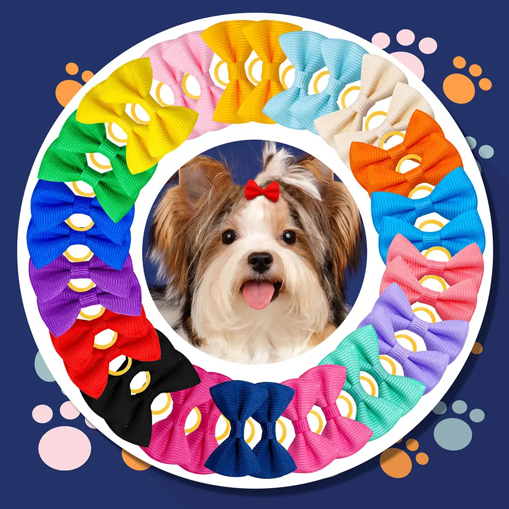 10/20/30 Uds. Lazos para el pelo para el cuidado de mascotas, mezcla de colores para cachorros, accesorios decorativos para el cabello para perros pequeños, bandas de goma para el pelo, proveedor de perros