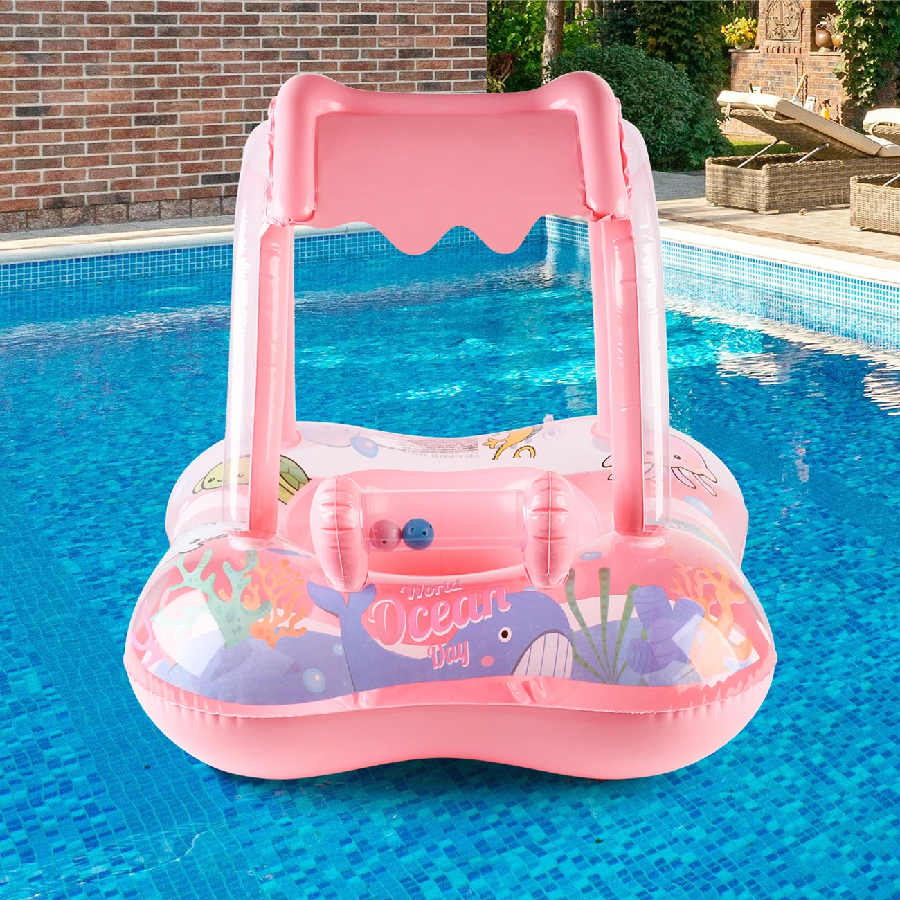 1 flotador de piscina con toldo, flotador de piscina, aro de natación para piscina, juguetes de playa para fiestas