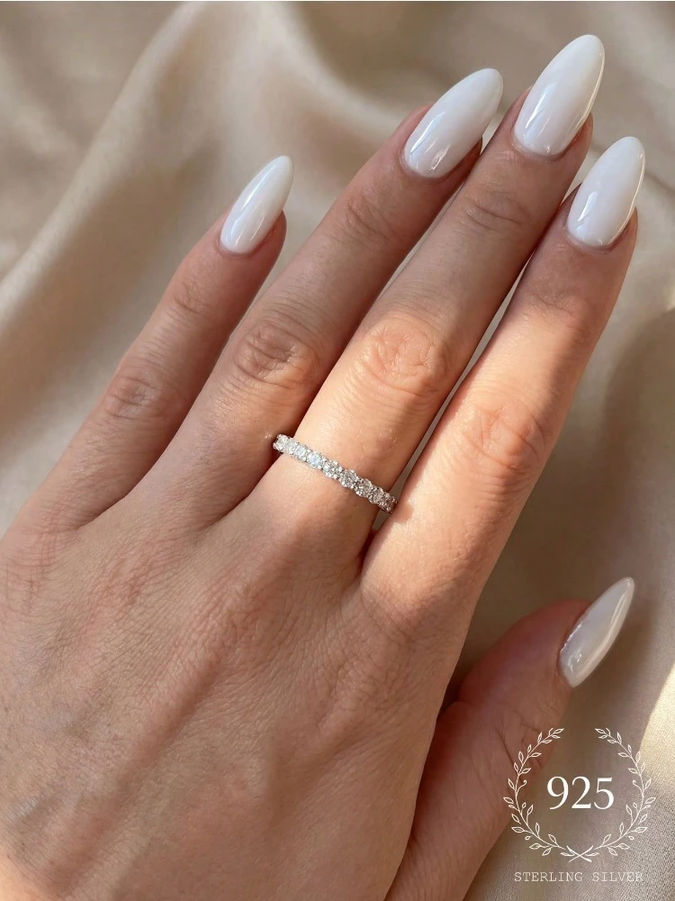 Anillo apilable de plata de ley 925 con circonitas multicolor brillantes para mujer, joyería fina personalizada para uso diario y fiestas