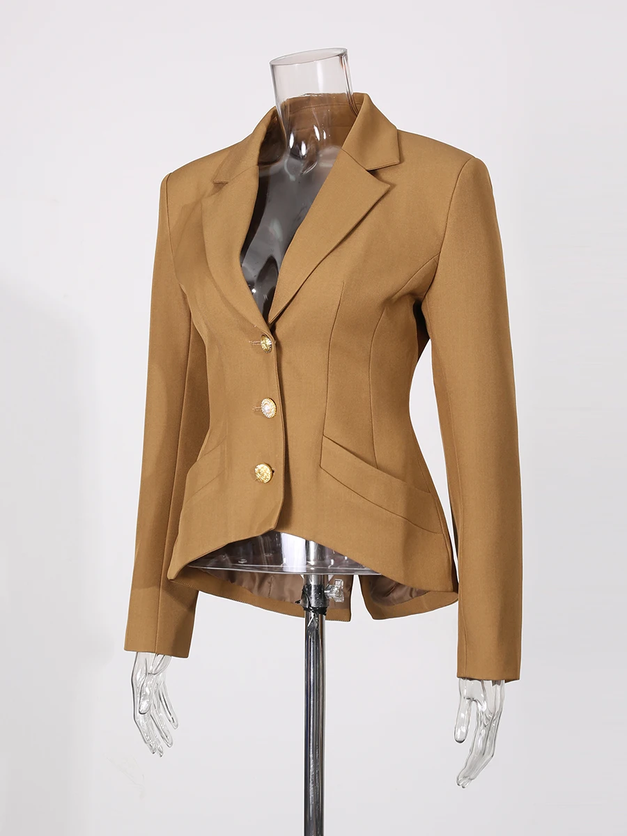 TWOTWINSTYLE, chaquetas cortas empalmadas de un solo pecho a la moda para mujer, solapa, manga larga, Túnica, chaqueta con temperamento, ropa femenina